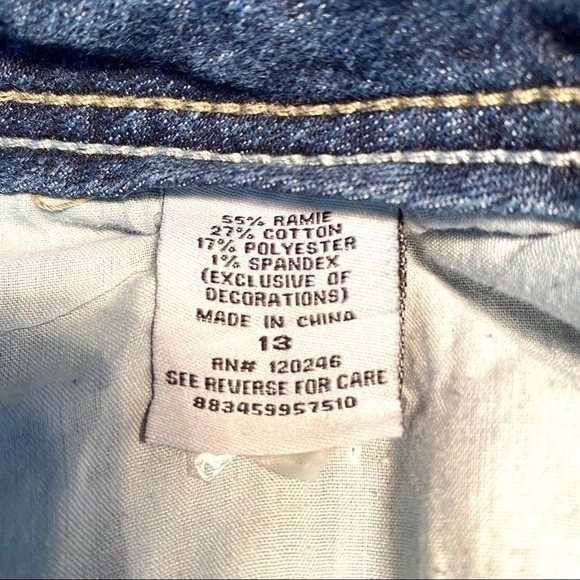 Wallflower Blue Jeans Rhinestones Mid Rise Sz 13 - Picture 5 of 7